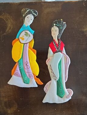 Vintage silk and paper geisha girls